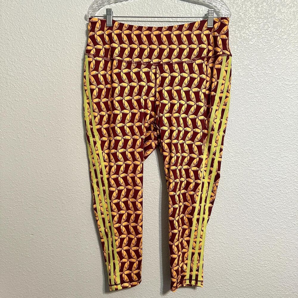 Adidas FARM RIO Leggings Women 2X Red Yellow High Rise Moisture-Wicking - Picture 2 of 12